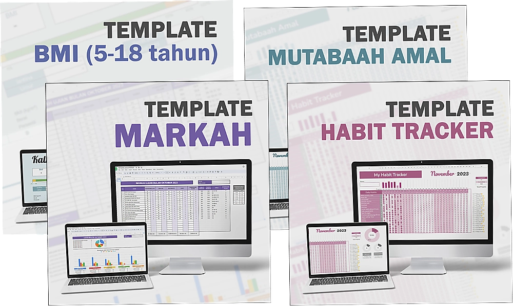 Bonus 1 - 4x Template (BMI, Markah, Mutabaah, Habit Tracker)
