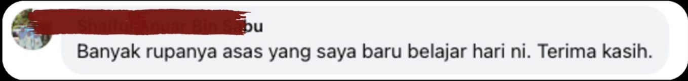 Screenshot feedback peserta