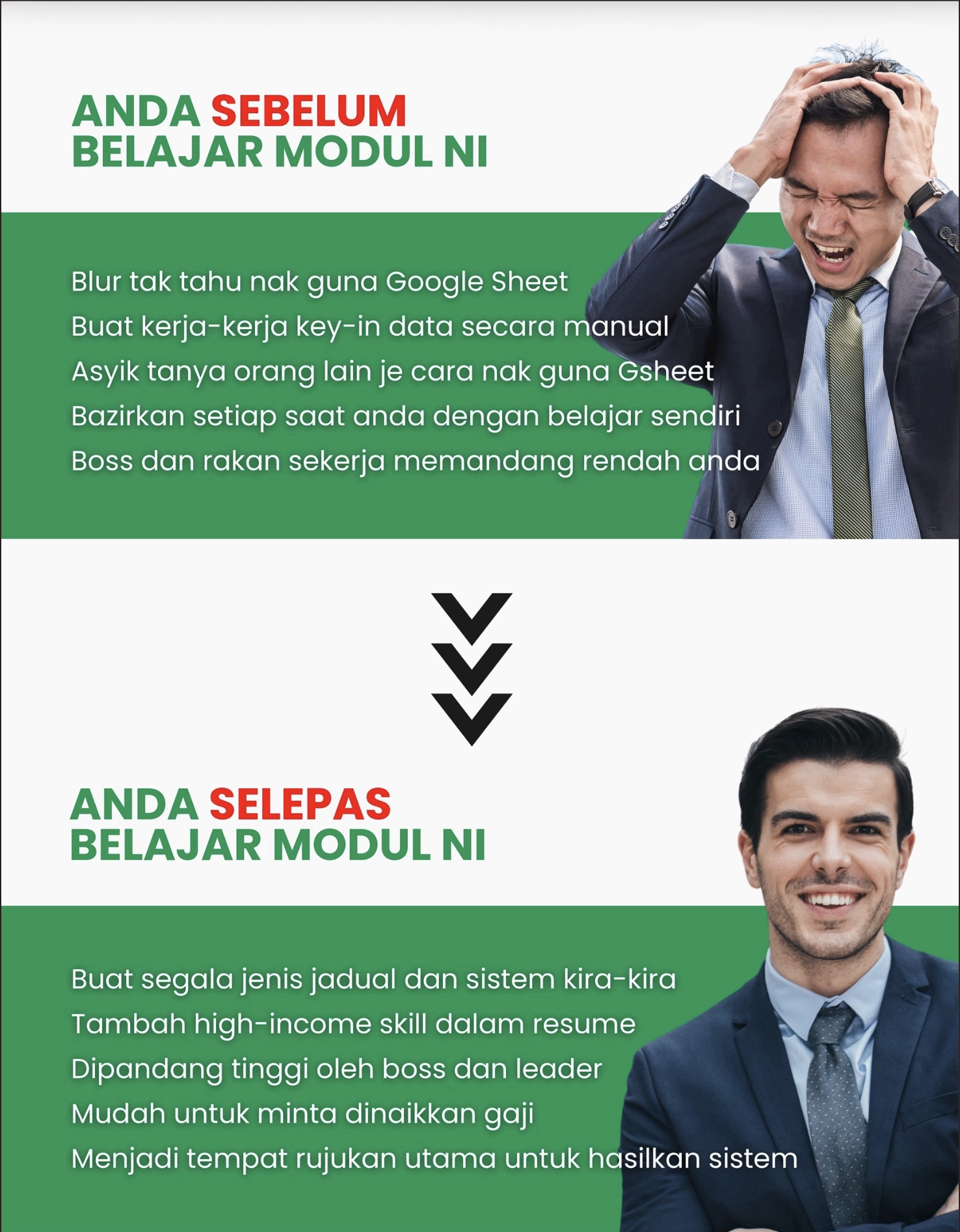 Sebelum dan Selepas Belajar Modul Google Sheet